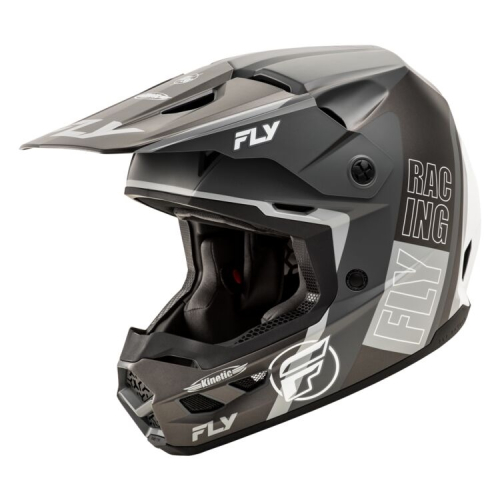 Fly Racing - Fly Racing Kinetic Rally Helmet - A0030611XL - Matte Gray/Black/White - X-Large