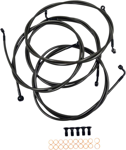 LA Choppers - LA Choppers Cable/Brake Line Kit - 15in.-17in. Ape Hangers - Midnight - LA-8052KT-16M