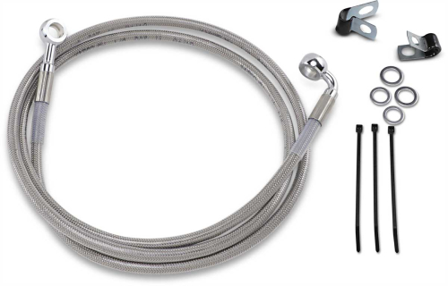 Drag Specialties - Drag Specialties Extended Stainless Steel Front Brake Line Kit - Clear Coated - 56 7/8in. - 640115-10