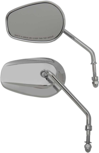 Drag Specialties - Drag Specialties OEM-Style Teardrop Mirror - Short Stem - Matte Black - 0640-1309