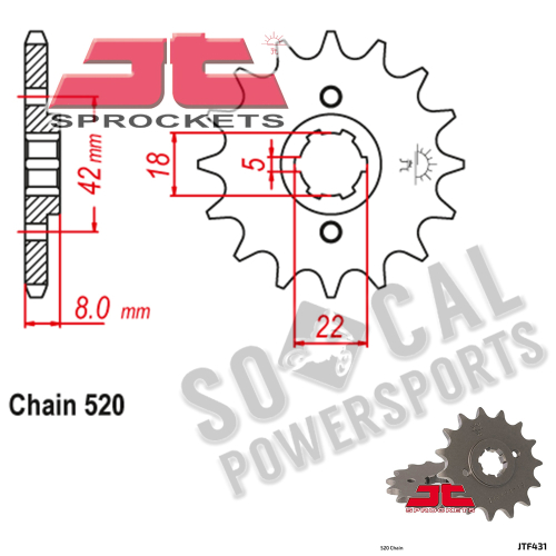 JT Sprockets - JT Sprockets Steel Front Sprocket - 14T - JTF431.14