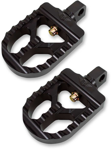 Joker Machine - Joker Machine Adjustable Serrated Footpegs - 3 5/16in. L x 2 1/2in. W x 1in. Thick - Black Anodized - 08-57-1