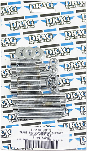 Drag Specialties - Drag Specialties Transmission End Cover and Bearing Support Plate Chrome Socket-Head Bolt Set - Smooth - MK268S