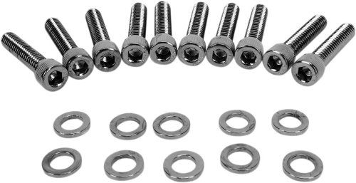 Drag Specialties - Drag Specialties Cam Cover Black Chrome Socket-Head Bolt Set - Knurled - MK373BK