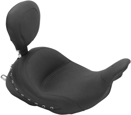 Mustang - Mustang LowDown Solo Seat with Driver Backrest with Black Pearl Centered Stud - 79912