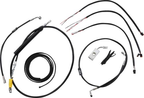 LA Choppers - LA Choppers Complete Handlebar Cable/Brake & Clutch Line/Wire Kit - Black Vinyl - LA-8155KT2-19B