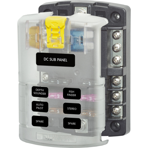 Blue Sea Systems - Blue Sea 5025 ST Blade Fuse Block w/Cover - 6 Circuit w/Negative Bus