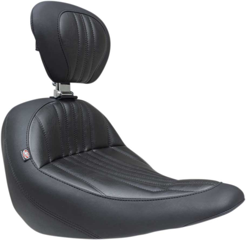 Mustang - Mustang Standard Touring Seat with Backrest - Dagger Stitch - Black - 79041