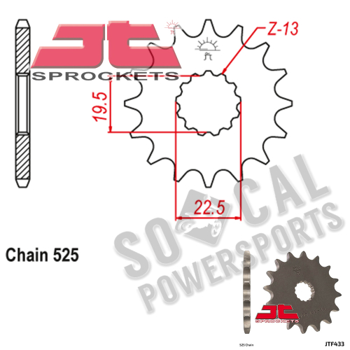 JT Sprockets - JT Sprockets Steel Front Sprocket - 14T - JTF433.14