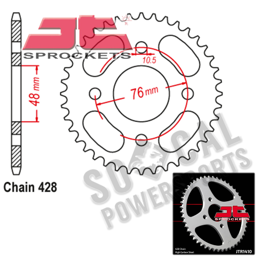 JT Sprockets - JT Sprockets Steel Rear Sprocket - 50T - JTR1410.50