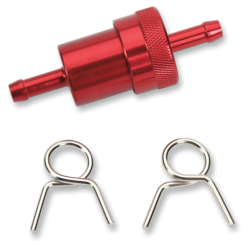 Emgo - Emgo Aluminum Fuel Filter - 1/4in. - Red Anodized - 14-34470