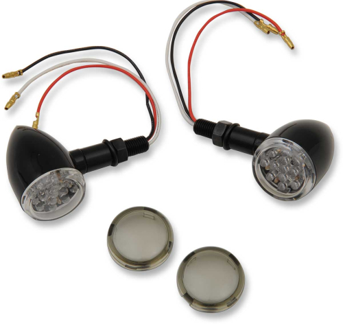Drag Specialties - Drag Specialties LED Mini Deuce Marker Lights - Red LED with Clear/Smoke Lens - Gloss Black - 2040-1961