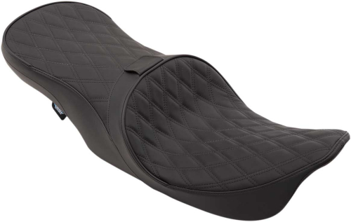 Drag Specialties - Drag Specialties Low Profile Forward Positioning Touring Seat with Driver Backrest - Double Diamond Stitch - 0801-1169