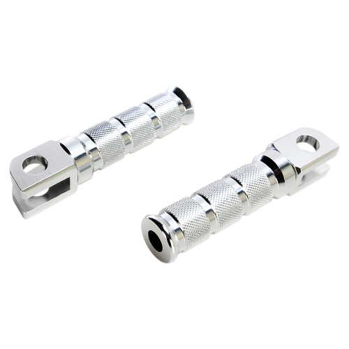 Emgo - Emgo Round Style Footpegs - Rider - Silver - 50-11231