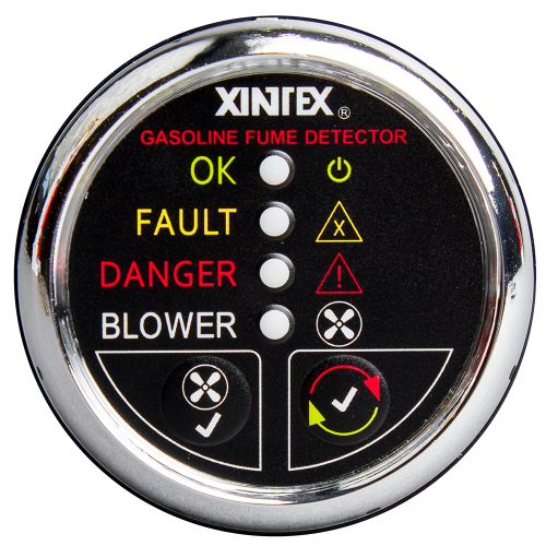 Fireboy-Xintex - Xintex Gasoline Fume Detector & Blower Control w/Plastic Sensor - Chrome Bezel Display