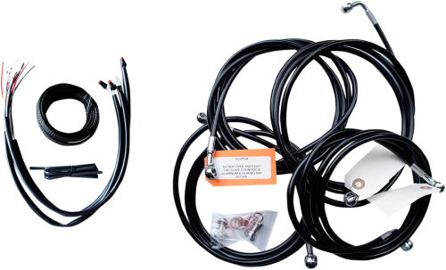 LA Choppers - LA Choppers Complete Handlebar Cable and Brake Line Kit - Black Vinyl/Stainless - LA-8053KT2-16B