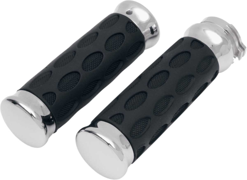 Drag Specialties - Drag Specialties Custom Rubber Grips - Chrome - 0630-0372