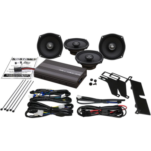 Hogtunes - Hogtunes 300 Watt 5 1/4in. AMP/Front and Rear Speaker Kit - REV 450U KIT-AA