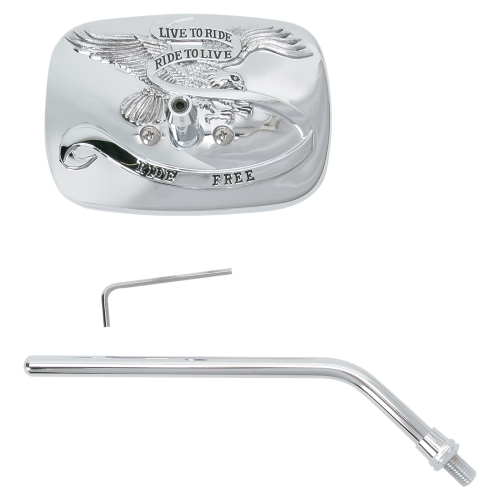 Emgo - Emgo Universal Rectangular Mirror - Live to Ride - Chrome - 10mm Thread - Left - 20-31756A