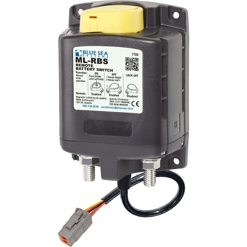 Blue Sea Systems - Blue Sea 7700100 ML Solenoid 12V 500A w/Manual Control &amp; Deutsch Connector