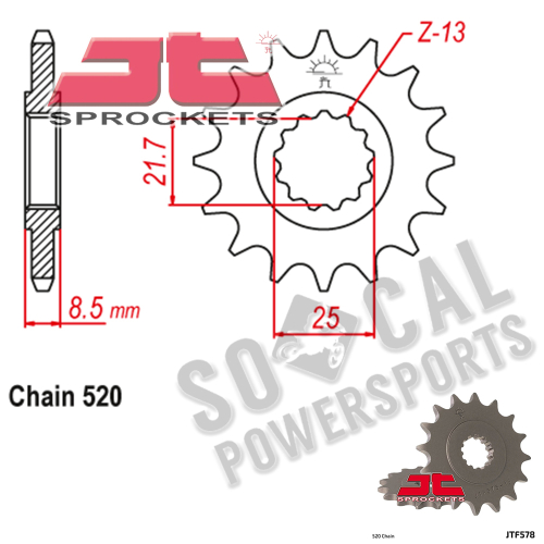 JT Sprockets - JT Sprockets Steel Front Sprocket - 16T - JTF578.16