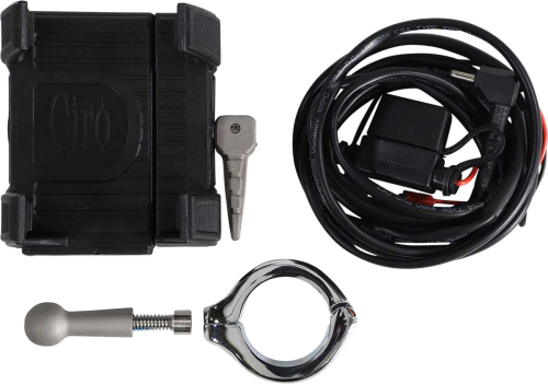 Ciro - Ciro Smartphone Holder w/ Charger Handlebar Mount - 1-1/4in. - Chrome - 50214