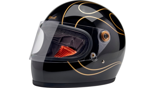 Biltwell Inc. - Biltwell Inc. Gringo S Flames Helmet - 1003-567-501 - Gloss Black - X-Small