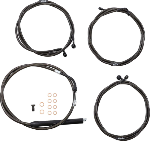 LA Choppers - LA Choppers Standard Handlebar Cable/Brake & Clutch Line/Wire Kit - Midnight Braided - LA-8056KT-19M