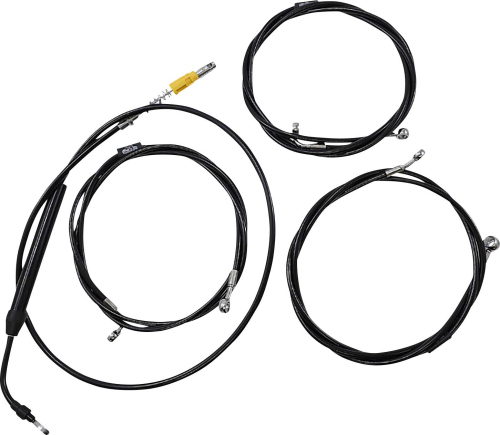 LA Choppers - LA Choppers Standard Cable/Brake Line Kit - 12in.-14in. Ape Hanger Handlebar - Black - LA-8058KT-13B
