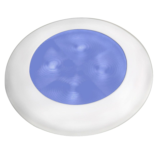 Hella Marine - Hella Marine Slim Line LED 'Enhanced Brightness' Round Courtesy Lamp - Blue LED - White Plastic Bezel - 12V