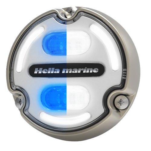 Hella Marine - Hella Marine Apelo A2 Blue White Underwater Light - 3000 Lumens - Bronze Housing - White Lens w/Edge Light