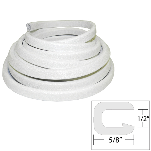 TACO Marine - TACO Flexible Vinyl Trim - ½" Opening x ⅝"W x 25'L - White
