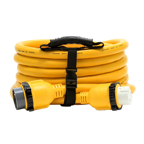 Camco - Camco 50 Amp Power Grip Marine Extension Cord - 25' M-Locking/F-Locking Adapter