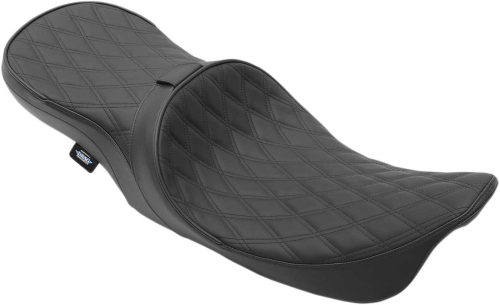 Drag Specialties - Drag Specialties Low Profile Touring Seat with Driver Backrest Provision - Double Diamond Stitch - 0801-1104