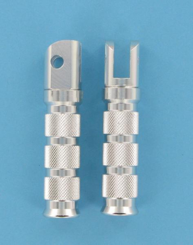 Emgo - Emgo Round Style Footpegs - Rider - Silver - 50-11361