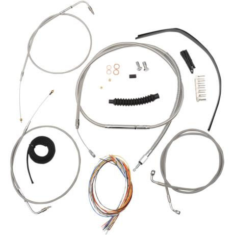 LA Choppers - LA Choppers Complete Handlebar Cable/Brake & Clutch Line/Wire Kit - Stainless Braided - LA-8230KT2-19