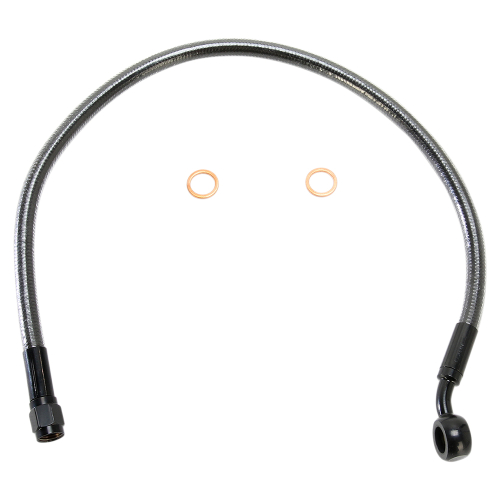 Magnum - Magnum Polished Stainless Designer Series ABS Front Upper Brake Line - 10mm., 180deg. Banjo - 28in, - AS47118