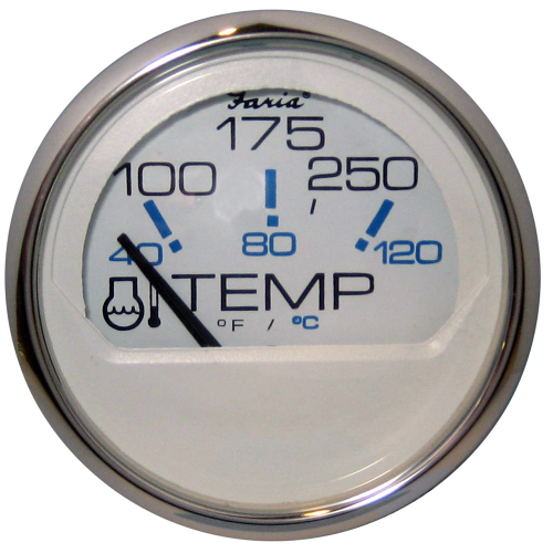 Faria Beede Instruments - Faria Chesapeake White SS 2" Water Temperature Gauge (100-250°F)