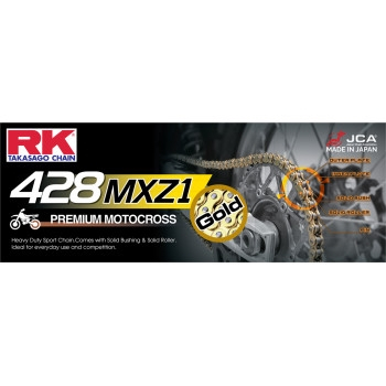 RK - RK 428 MXZ1 Mini Racing Non-Sealed Chain - 100 Links - Gold - GB428MXZ1-100