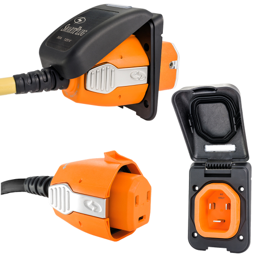 SmartPlug - SmartPlug 30 Amp Non Metallic Black Inlet &amp; Plug Combo - Boat &amp; RV