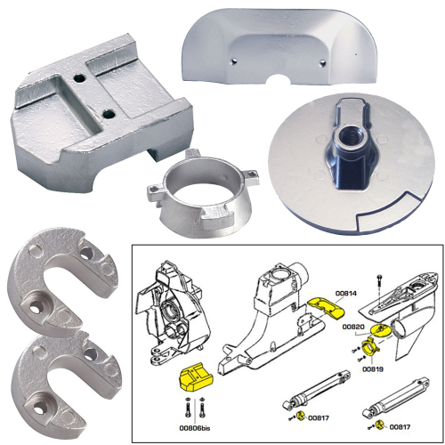 Tecnoseal - Tecnoseal Anode Kit w/Hardware - Mercury Alpha 1 Gen 2 - Zinc