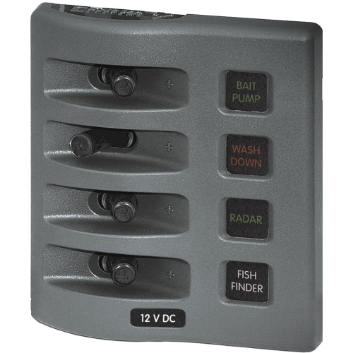 Blue Sea Systems - Blue Sea 4304 WeatherDeck Water Resistant Fuse Panel - 4 Position - Grey