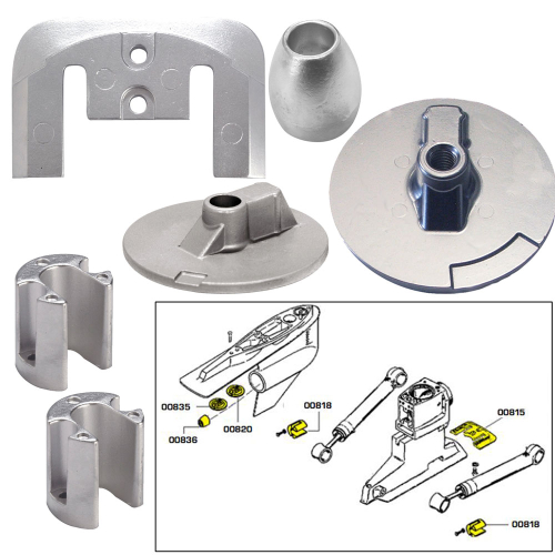Tecnoseal - Tecnoseal Anode Kit w/Hardware - Mercury Bravo 3 2004-Present - Magnesium