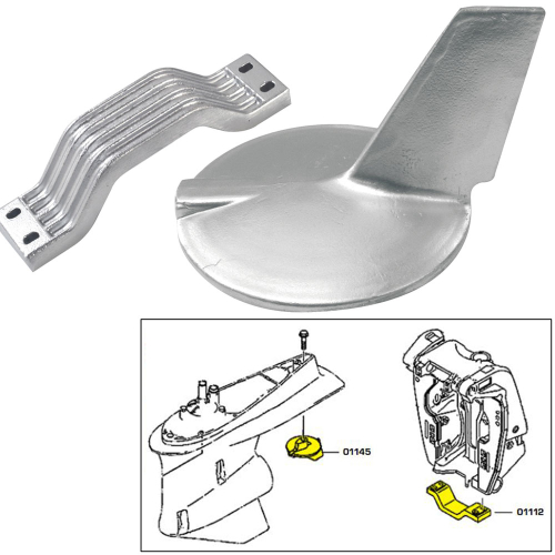 Tecnoseal - Tecnoseal Anode Kit w/Hardware - Yamaha 200-300HP Hi-Performance - Zinc