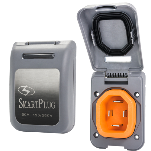 SmartPlug - SmartPlug 50 Amp Non Metallic Gray Inlet - Boat &amp; RV Side