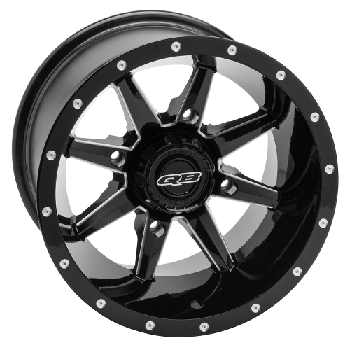 QuadBoss - QuadBoss Slicer Wheel - 15x7 - 4+3 Offset - 4/156 - Gloss Black with Machined Face - 608470