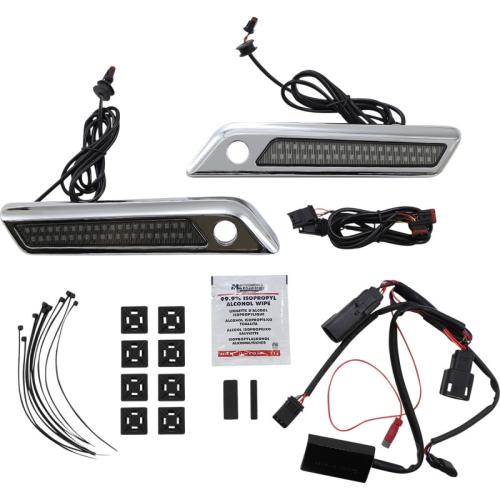 Custom Dynamics - Custom Dynamics Saddlebag Hinge Covers with Dual-Colored LED Light - Smoke/Chrome - CD-SBL-DC-SC