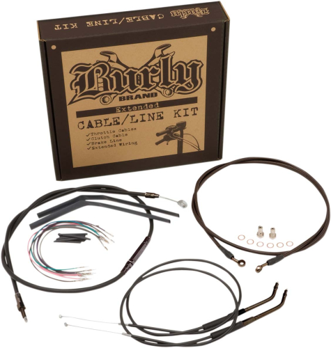 Burly Brand - Burly Brand Black Vinyl Single Disc Handlebar Cable & Brake Line Kit for Jail Bars - 14in. - B30-1145