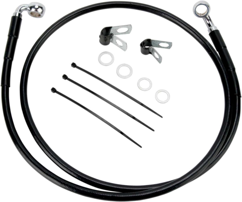 Drag Specialties - Drag Specialties Extended Stainless Steel Front Brake Line Kit - Black Vinyl Coated - 47in. - 640110-6BLK