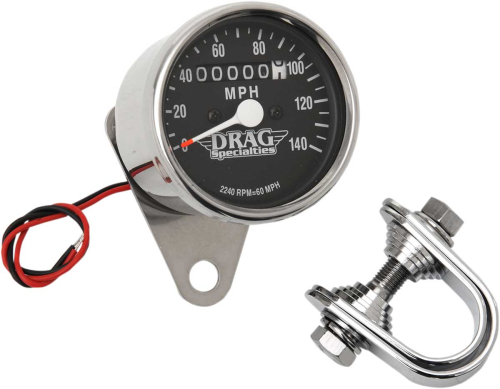 Drag Specialties - Drag Specialties Mini Speedometer - 2240:60 Ratio with Black Face - 21-6809DS1-BX15
